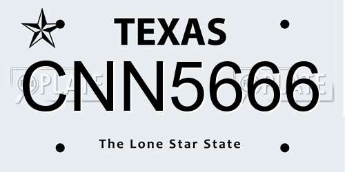 CNN5666 Texas License Plate