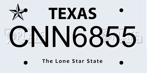 CNN6855 Texas License Plate