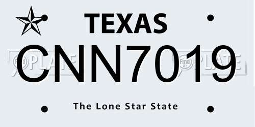 CNN7019 Texas License Plate