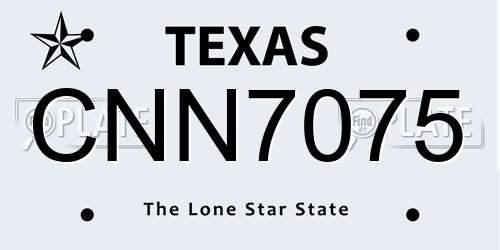CNN7075 Texas License Plate