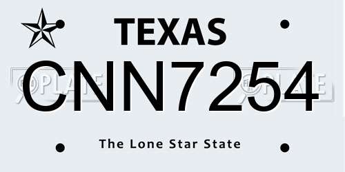CNN7254 Texas License Plate