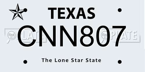 CNN807 Texas License Plate