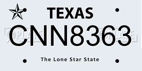 CNN8363 Texas License Plate