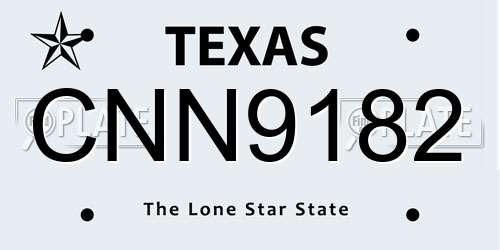 CNN9182 Texas License Plate