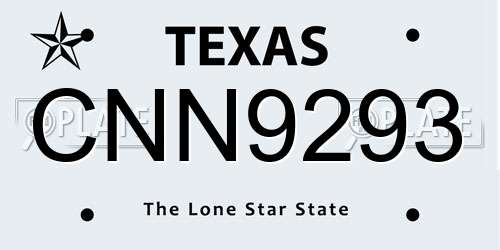 CNN9293 Texas License Plate