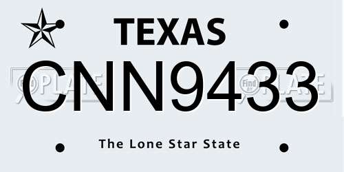 CNN9433 Texas License Plate