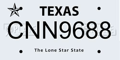 CNN9688 Texas License Plate