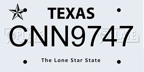 CNN9747 Texas License Plate