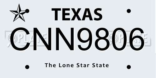 CNN9806 Texas License Plate