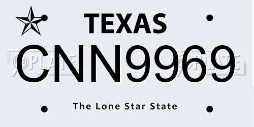 CNN9969 Texas License Plate