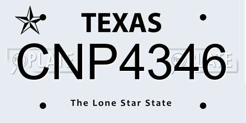 CNP4346 Texas License Plate