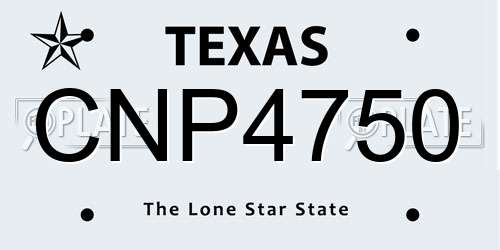CNP4750 Texas License Plate