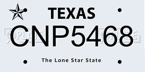 CNP5468 Texas License Plate