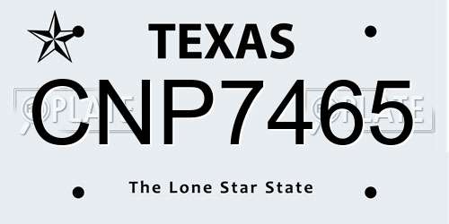 CNP7465 Texas License Plate