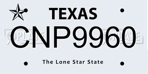 CNP9960 Texas License Plate