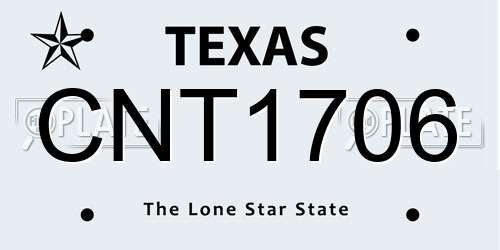CNT1706 Texas License Plate