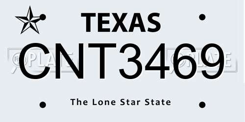 CNT3469 Texas License Plate