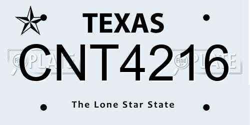 CNT4216 Texas License Plate