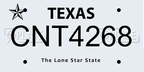 CNT4268 Texas License Plate