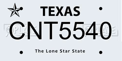 CNT5540 Texas License Plate
