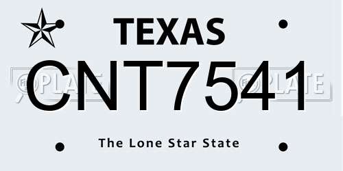 CNT7541 Texas License Plate