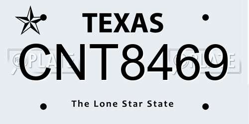 CNT8469 Texas License Plate