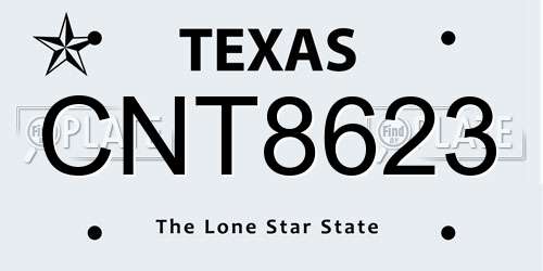 CNT8623 Texas License Plate