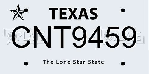 CNT9459 Texas License Plate