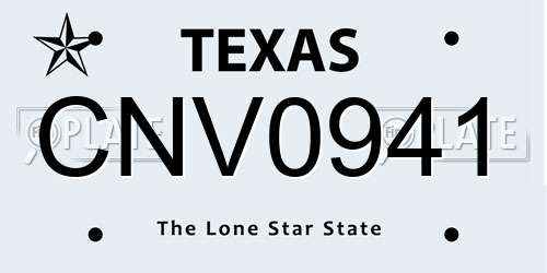 CNV0941 Texas License Plate
