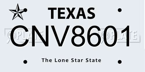 CNV8601 Texas License Plate
