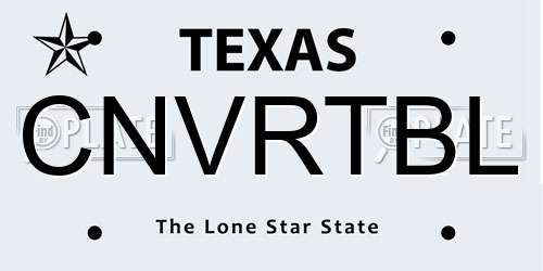 CNVRTBL Texas License Plate