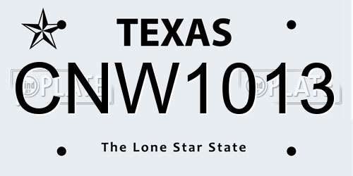 CNW1013 Texas License Plate