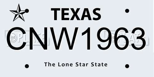 CNW1963 Texas License Plate