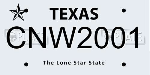 CNW2001 Texas License Plate