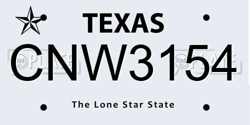 CNW3154 Texas License Plate