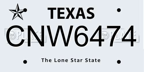 CNW6474 Texas License Plate