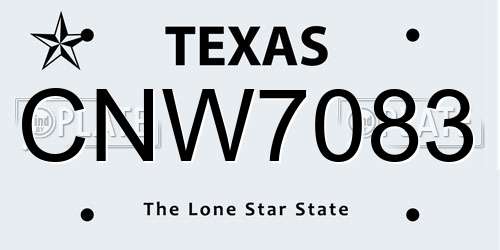 CNW7083 Texas License Plate