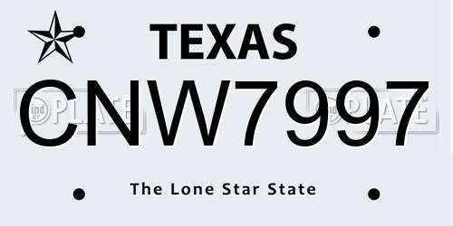 CNW7997 Texas License Plate