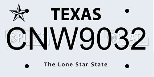 CNW9032 Texas License Plate