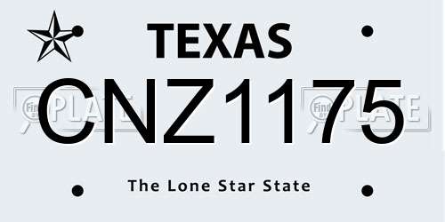 CNZ1175 Texas License Plate