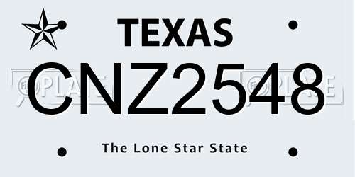 CNZ2548 Texas License Plate