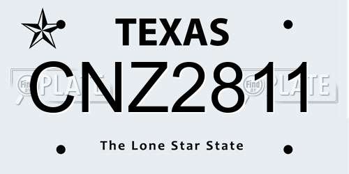 CNZ2811 Texas License Plate