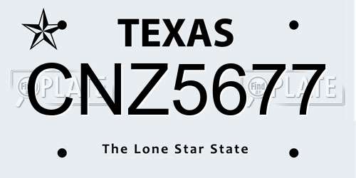 CNZ5677 Texas License Plate