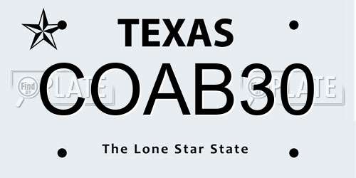 COAB30 Texas License Plate