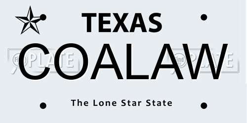 COALAW Texas License Plate