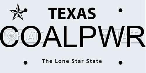 COALPWR Texas License Plate
