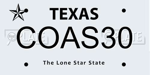 COAS30 Texas License Plate