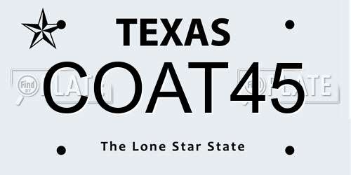 COAT45 Texas License Plate