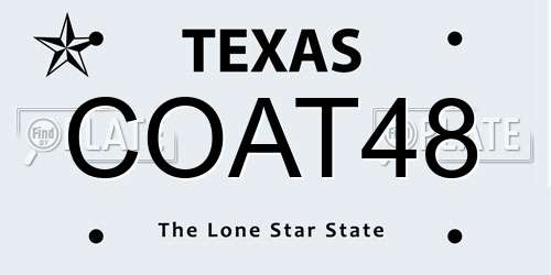 COAT48 Texas License Plate
