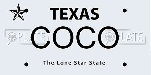 COCO Texas License Plate
